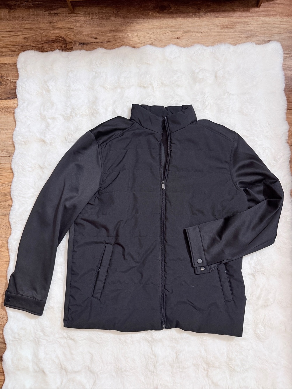 Men’s Black Quilted Zip-Up Jacket Size L NWOT